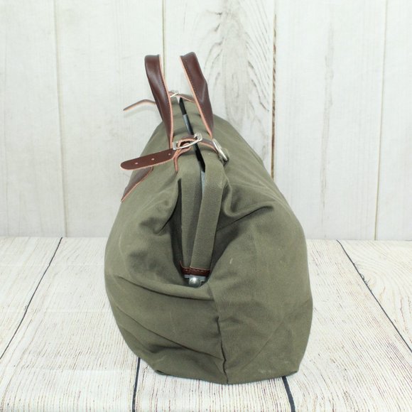 Green Canvas Leather Handle Studded Metal Clasp Heavy Duty Tool Bag - Picture 2 of 10